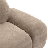 HOMCOM Sofá 3 Lugares em Chenille 244 cm, Sofá de Sala Moderno, Assento e Apoios de Braços Largos, Molas Ensacadas, Castanho Claro(m-8)