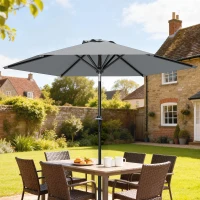 Outsunny Parasol de jardin Parasol droit hexagonal inclinable Ø 2,3 x 2,16H m métal polyester haute densité gris(m-2)