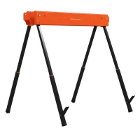 HOMCOM Lot de 2 Tréteaux Pliables en Métal, Charge Max. 500 kg, Tréteaux Portables, Hauteur Réglable 71-85,5cm, Orange(m-15)