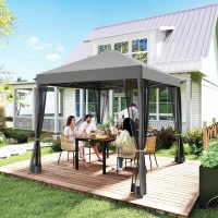 Outsunny Tonnelle pop-up Barnum Pliant Style Colonial 3 x 3 m 4 moustiquaires + Sac de Transport gris(m-8)