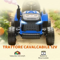 AIYAPLAY 2 in 1 Trattore Elettrico per Bambini 3-8 Anni con Rimorchio Staccabile, Telecomando, Musica, Luci, Blu(m-3)