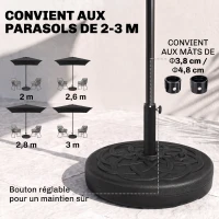 Outsunny Pied de parasol base de lestage à remplir de sable ou d'eau Ø 56 x 30,5H cm noir(m-4)