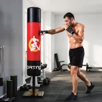 SPORTNOW Sac de box freestanding 156 cm Sac cu suport cu 12 ventuze, amortizare, pentru adulți și adolescenți(m-4)