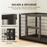 PawHut Cage pour Chien Robuste Niche Chien Intérieur Toit Ouvrant et Porte de Nourrissage Acier 94 x 60 x 64 cm Noir(m-4)