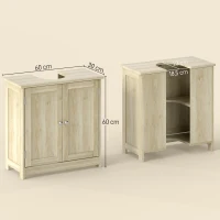 kleankin Meuble Salle de Bain sous Lavabo, Meuble sous-Vasque, Placard 2 Portes avec Étagère, 60x30x60cm, Chêne(m-3)