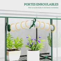 Outsunny Serre de jardin avec étagères à 3 niveaux serre de balcon 3 portes enroulables zippées 215 x 46 x 151 cm blanc(m-6)
