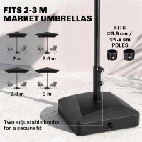 Outsunny Garden Parasol Base Holder, 43kg Water or 60kg Sand Filled, Outdoor Market Umbrella Stand Weight with Wheels and Brakes, Black(m-5)