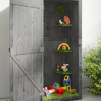 Outsunny Gartenschrank Holz abnehmbare Eckregale Gekipptes Asphaltdach Verriegelte Türen wasserfest 77x54,2x179cm(m-9)