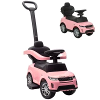 AIYAPLAY Porteur enfants Land Rover Discovery sous licence, porteur voiture à pousser avec poignée amovible, 84x40x94,5cm, rose(m-12)