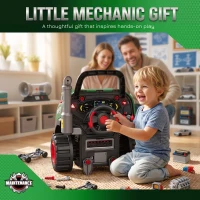 AIYAPLAY Jouet Moteur de Camion pour Enfants, Camion Mécano, Volant avec Effet de Brume, Sonores et Lumineux pour 3-6 Ans, Vert(m-9)