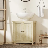 kleankin Meuble Salle de Bain sous Lavabo, Meuble sous-Vasque, Placard 2 Portes avec Étagère, 60x30x60cm, Chêne(m-11)