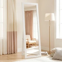 HOMCOM Miroir sur pied mural ou à poser rectangulaire avec cadre en bois pour salon chambre à coucher 37 x 155 cm blanc(m-11)