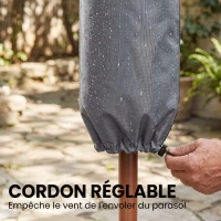 Outsunny Housse de Protection imperméable pour Parasol Droit avec Fermeture éclair et Cordon de Serrage Gris(m-6)