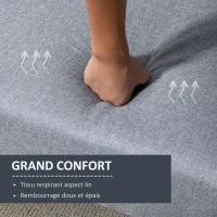 HOMCOM Canapé Convertible 2 Places Design scandinave Dossier inclinable 3 Positions Pieds Bois Tissu Aspect Lin Gris(m-4)