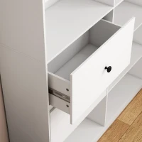 HOMCOM Bibliothèque, Étagère 6 Niveaux, 120 x 30 x 200 cm, Meuble de Rangement avec 2 Tiroirs et Panneau Perforé, Blanc(m-11)