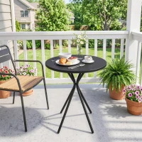 Outsunny Table de jardin ronde Ø 60 cm, table de terrasse cadre en acier, charge de 50 kg, pour intérieur et extérieur, noir(m-8)