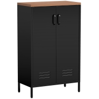 HOMCOM Buffet Métallique 2 Portes avec Étagère Réglable, pour Salon/Bureau, Nero