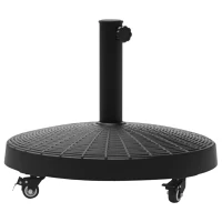 Outsunny Pied de parasol base de lestage poids net 22,7 kg en résine avec 4 roulettes - dim. Φ52 x 41H cm - Noir(m-12)