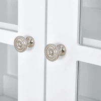 HOMCOM Aparador de Cozinha Moderno com 2 Portas em Vidro Temperado Prateleira Ajustável 80x28x84 cm Branco(m-4)
