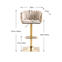 Set de 2 scaune de bar vintage cu spătar și suport pentru picioare, scaune de dining, Fildeș(m-3)