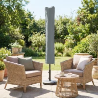 Outsunny Housse de Protection imperméable pour Parasol Droit avec Fermeture éclair et Cordon de Serrage Gris(m-10)