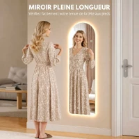 HOMCOM Grand miroir mural 120 x 40 cm avec éclairage LED miroir arqué, intensité variable et 3 couleurs d'éclairage transparent(m-4)