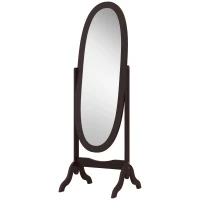 HOMCOM Miroir à pied ovale style shabby chic inclinaison réglable 48 x 46 x 147 cm mdf café(m-12)