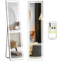 HOMCOM Miroir sur pied ou mural intensité et couleur réglable avec télécommande 40 x 37 x 157,5H cm argenté(m-1)