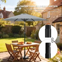 Outsunny Parasol de jardin Parasol droit hexagonal inclinable Ø 2,3 x 2,16H m métal polyester haute densité gris(m-7)
