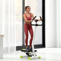 HOMCOM Stepper con Manubrio, Pedali Antiscivolo e Monitor LCD, in Acciaio e ABS, 55x44x108 cm, Bianco Nero e Verde(m-10)