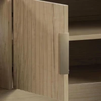 HOMCOM Móvel TV 152 cm Móvel para Televisor até 152,4 cm 4 Portas Caneladas e Prateleiras Ajustáveis Carvalho(m-8)