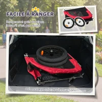 PawHut Remorque Vélo Chien 2-en-1 pour Chien Moyen avec Suspension, Pneus à Dégagement Rapide, Réflecteurs, 160x71x101cm, Rouge(m-6)