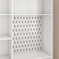 HOMCOM Bibliothèque, Étagère 6 Niveaux, 120 x 30 x 200 cm, Meuble de Rangement avec 2 Tiroirs et Panneau Perforé, Blanc(m-13)
