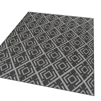 Outsunny Tapis d'extérieur réversible 1,8 x 2,7 m, en PP résistant aux intempéries, sac de transport inclus, noir et gris(m-10)