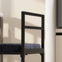HOMCOM Set 2 Sgabelli Bar Industriali con Schienale, Poggiapiedi, Seduta Imbottita, in Acciaio e Velluto, Nero(m-7)
