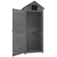Outsunny Gartenschrank Holz abnehmbare Eckregale Gekipptes Asphaltdach Verriegelte Türen wasserfest 77x54,2x179cm(m-1)