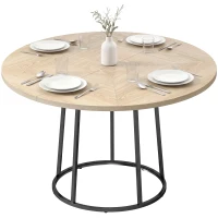 HOMCOM Masă de Dining Rotundă pentru 4–6 Persoane, Ø 120 x 75 cm, Masă de Bucătărie cu Picioare Conice din Metal, Lemn Natural(m-10)