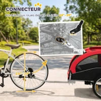 PawHut Remorque Vélo Chien 2-en-1 pour Chien Moyen avec Suspension, Pneus à Dégagement Rapide, Réflecteurs, 160x71x101cm, Rouge(m-7)