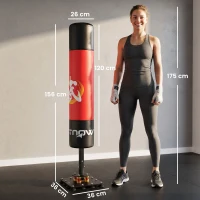 SPORTNOW Sac de box freestanding 156 cm Sac cu suport cu 12 ventuze, amortizare, pentru adulți și adolescenți(m-3)