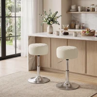 HOMCOM Banqueta de penteadeira em PU, banqueta de maquiagem giratória, banqueta de bar regulável em altura 51-66 cm, creme(m-4)