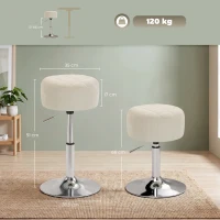 HOMCOM Banqueta de penteadeira em PU, banqueta de maquiagem giratória, banqueta de bar regulável em altura 51-66 cm, creme(m-3)