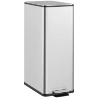 HOMCOM Coș Gunoi 20L cu Pedală și Închidere Amortizată, Anti-Amprente, 37,2x21,5x57 cm, Argintiu(m-1)
