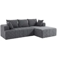 HOMCOM 3-Sitzer Ecksofa in L-Form mit Ottomane, wandelbares Chenille-Cloud-Schlafsofa mit Federkernpolsterung, Grau(m-1)