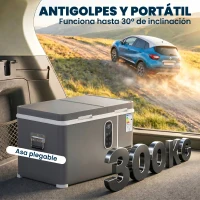 Outsunny Nevera Portátil Eléctrica con Compresor 35L Doble Zona Control App Luz LED Pantalla para Coche y Camping Negro(m-7)