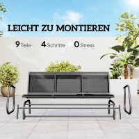 Outsunny 3-Sitzer Schaukelstuhl Gartenbank mit Schaukelmechanismus Gartenschaukel Sitzbank aus Metall Parkbank bis 300 kg belastbar Gartenmöbel für Garten, Terrasse, 147 x 70 x 85 cm Dunkelgrau(m-5)