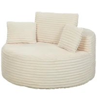 HOMCOM Fotoliu cu șezut adânc, fotoliu individual fără cadru fix, design integral din spumă, 4 perne, crem-alb(m-8)