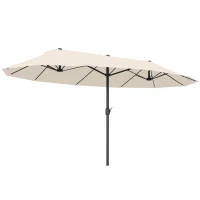 Outsunny dubbele parasol XXL Staal Polyester voor strand en tuin, ideaal voor gezin, Beige(m-15)