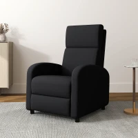 HOMCOM Fotoliu Relax Rabatabil Manual 160° cu Suport pentru Picioare, Fotoliu Ergonomic Tapițat cu Aspect de In pentru Dormitor, Birou, Living și Sufragerie, Negru(m-2)