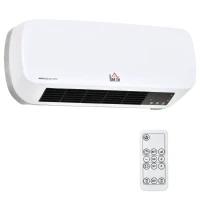 HOMCOM Heizlüfter zur Wandmontage 2000W mit Fernbedienung 2 Heizmodus LED-Display 12h Timer für Badezimmer(m-1)