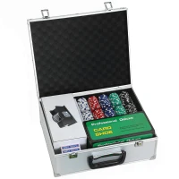 SPORTNOW Set Poker cu 300 Jetoane, Amestecător de Cărți, Suport pentru Cărți, Valiză, Texas Hold'em, Argintiu(m-1)